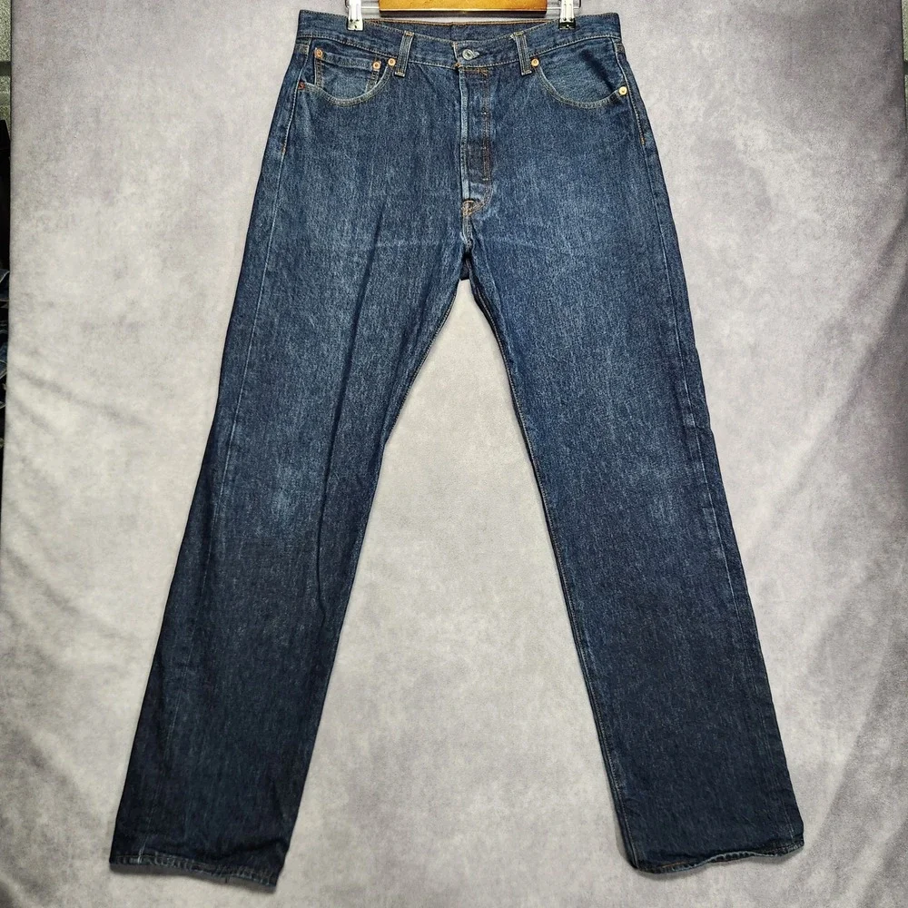 Levis 501 Original Fit Mens Straight Leg Button Fly Jeans (34x36 actual) 36x36